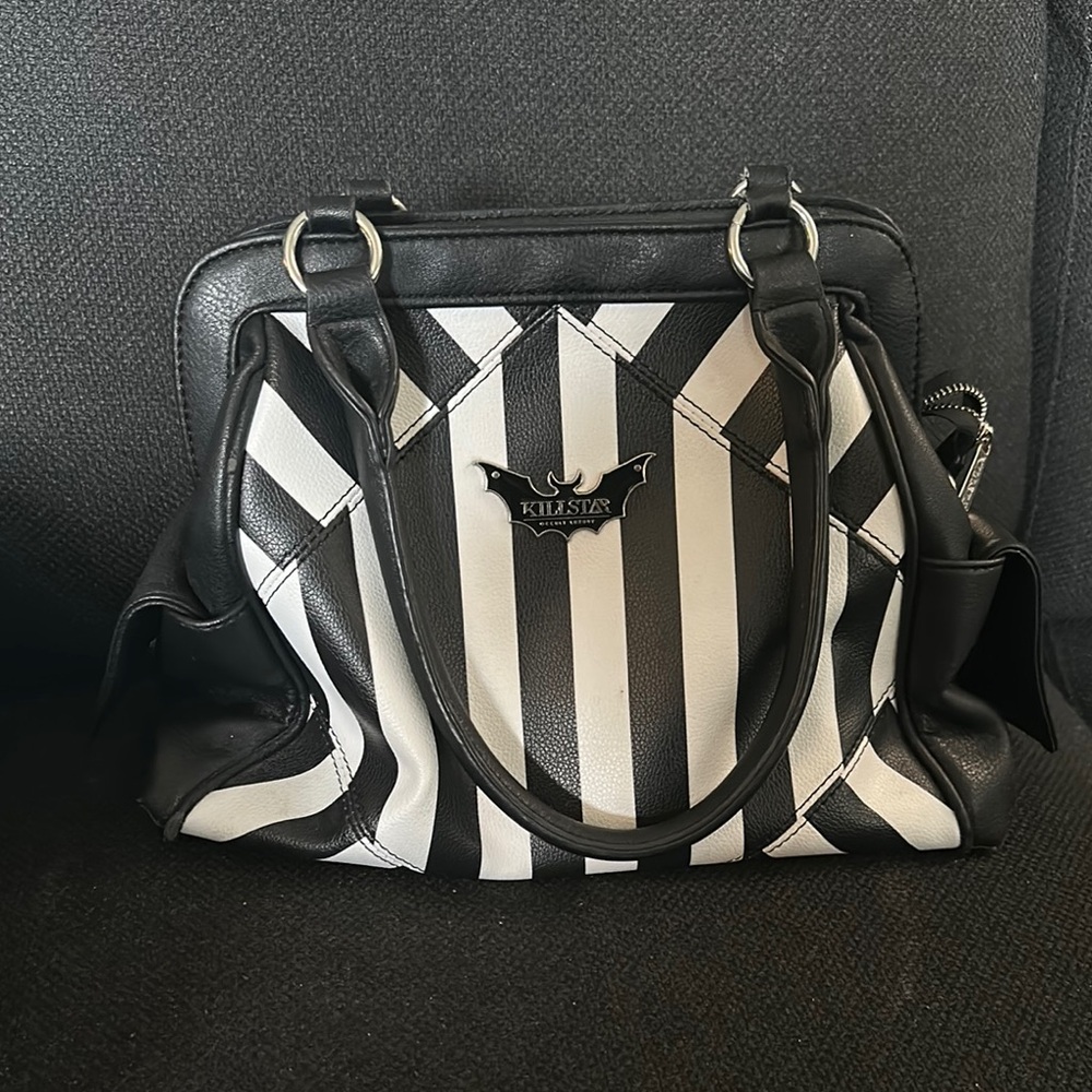 Killstar Black and White Striped Women's Bag - Beetlejuice